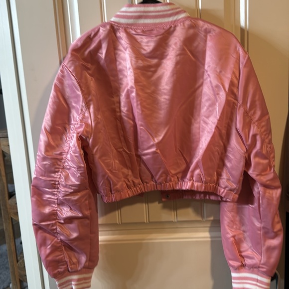 Pink Cropped Varsity Jacket - Picture 3 of 3